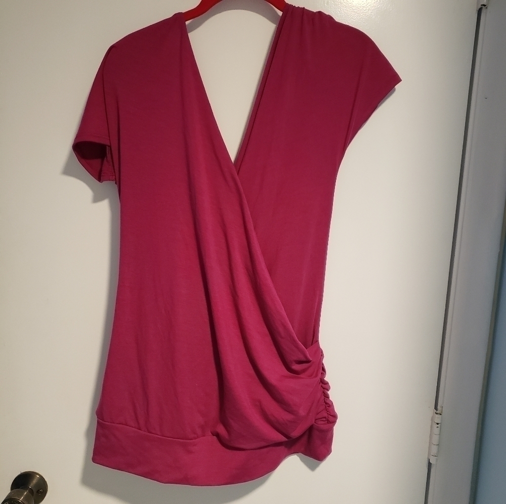 TORRID ROSE COLOR SURPLICE TOP WITH SIDE RUCHE